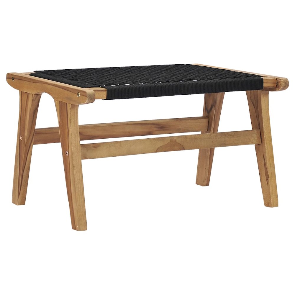 Sun Lounger Natural wood and black Premium sanded teak hardwood. Picture 10