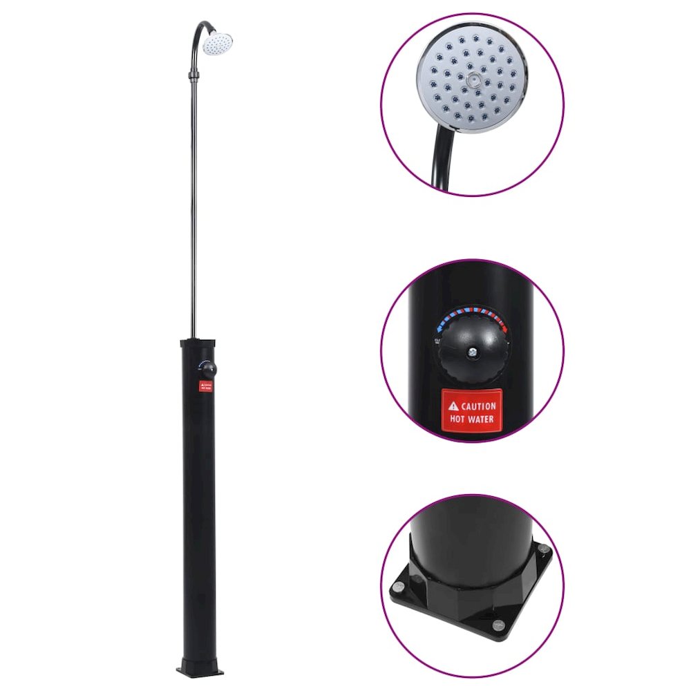 Solar Shower Black PVC and ABS 84.6 in tall Height-Adjustable. Picture 1