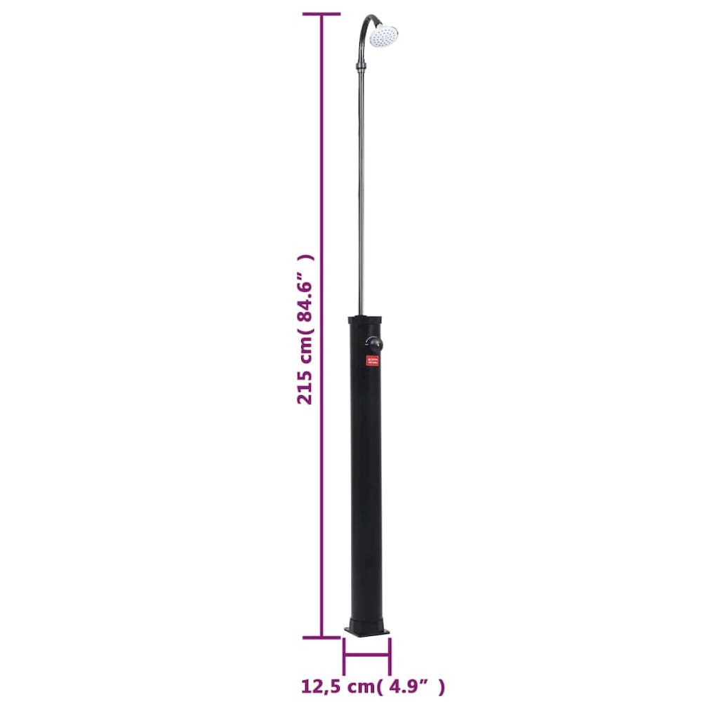 Solar Shower Black PVC and ABS 84.6 in tall Height-Adjustable. Picture 11