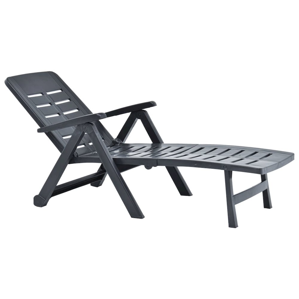 Sunlounger Anthracite Plastic Standard Foldable. Picture 3