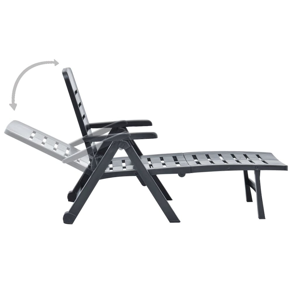 Sunlounger Anthracite Plastic Standard Foldable. Picture 5