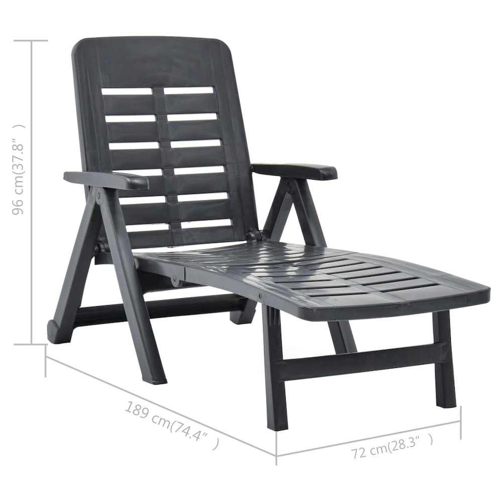 Sunlounger Anthracite Plastic Standard Foldable. Picture 9