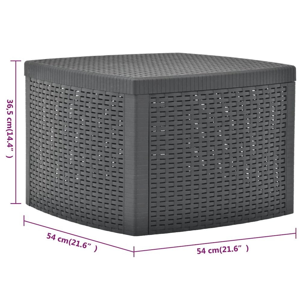 Outdoor Table Anthracite 100% Polypropylene 21.3x21.3x14.4in. Picture 6