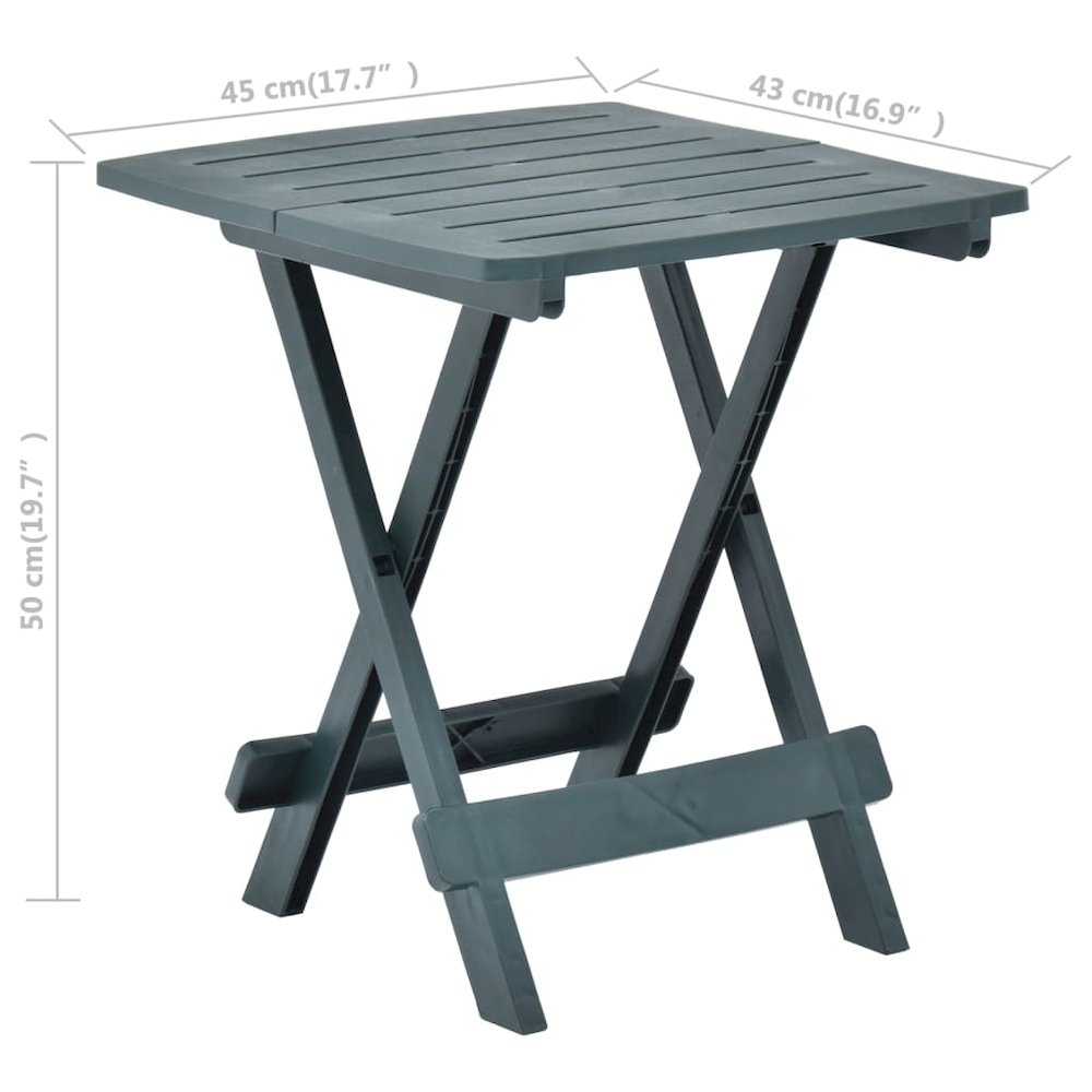 Garden Table Green Plastic 17.7 x 16.9 x 19.7 in Foldable. Picture 7