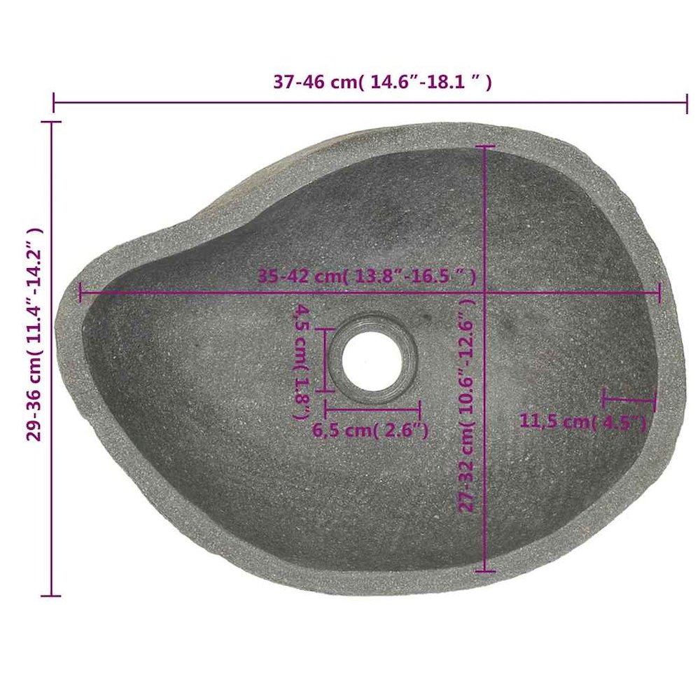 vidaXL Basin River Stone Oval 15"-17.7", 146213. Picture 8