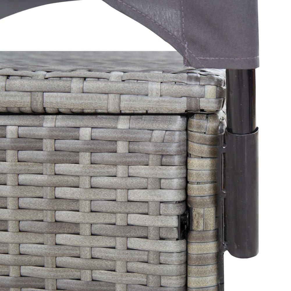 Sun Lounger With Canopy Grey and dark grey PE rattan Double. Picture 7