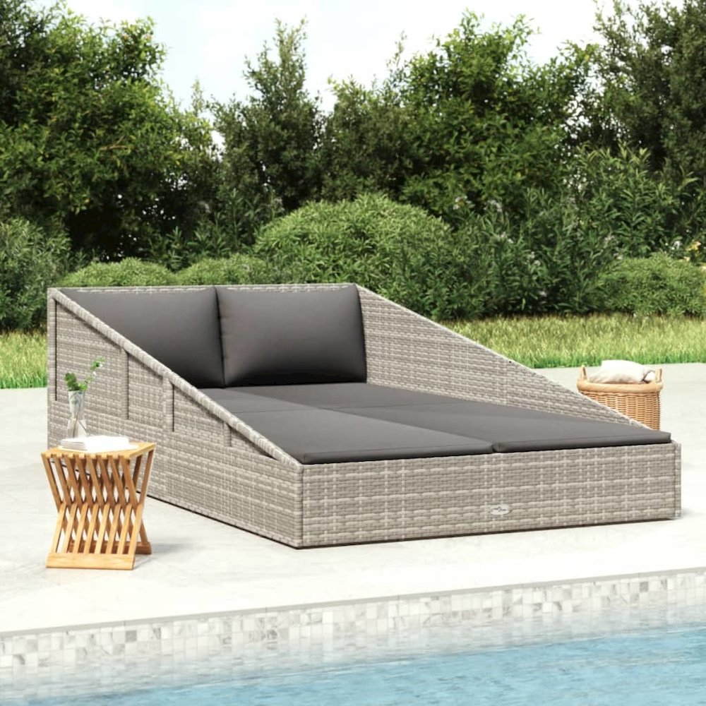 Daybed Grey and Dark Grey (cushion) Steel and PE Rattan. Picture 1