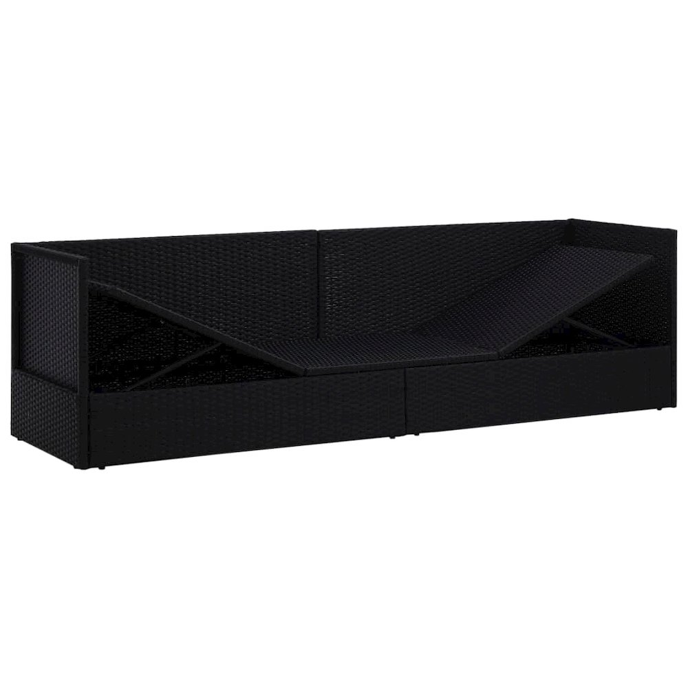 Garden Bed Black, Cream White PE Rattan, Powder-Coated Steel. Picture 5