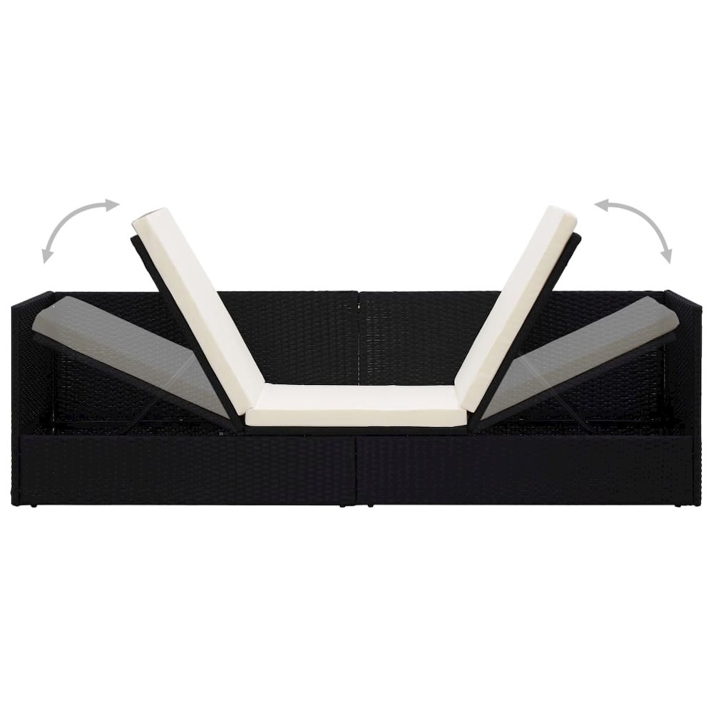 Garden Bed Black, Cream White PE Rattan, Powder-Coated Steel. Picture 7