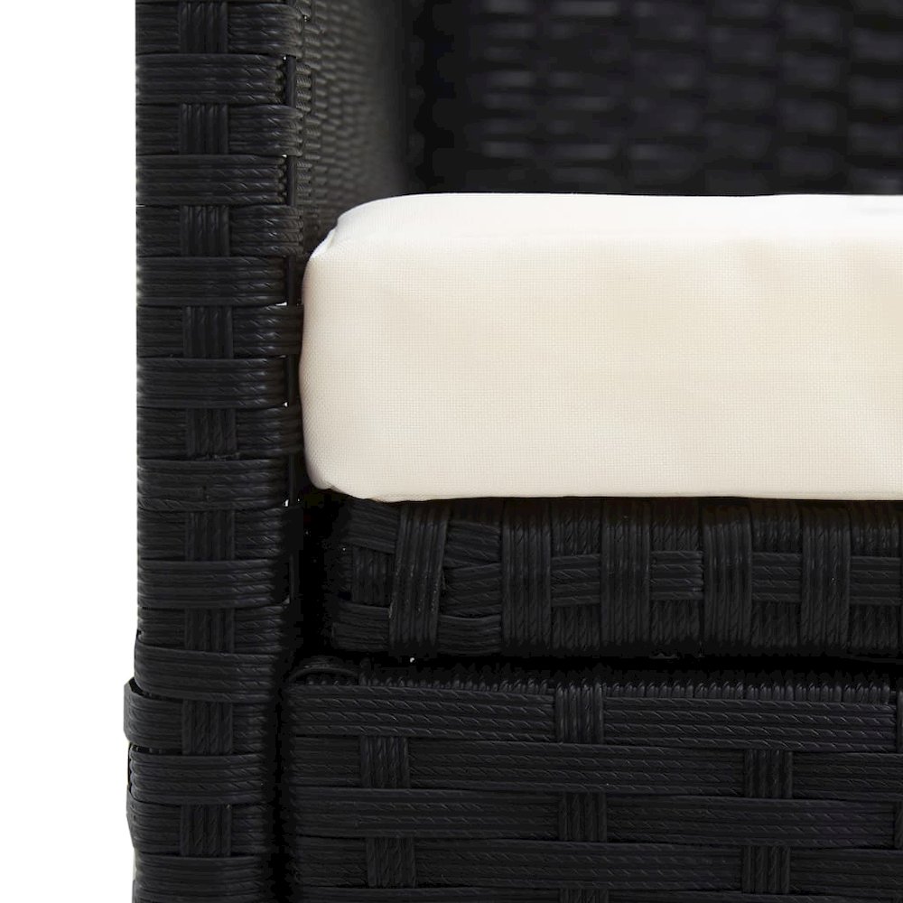 Garden Bed Black, Cream White PE Rattan, Powder-Coated Steel. Picture 8
