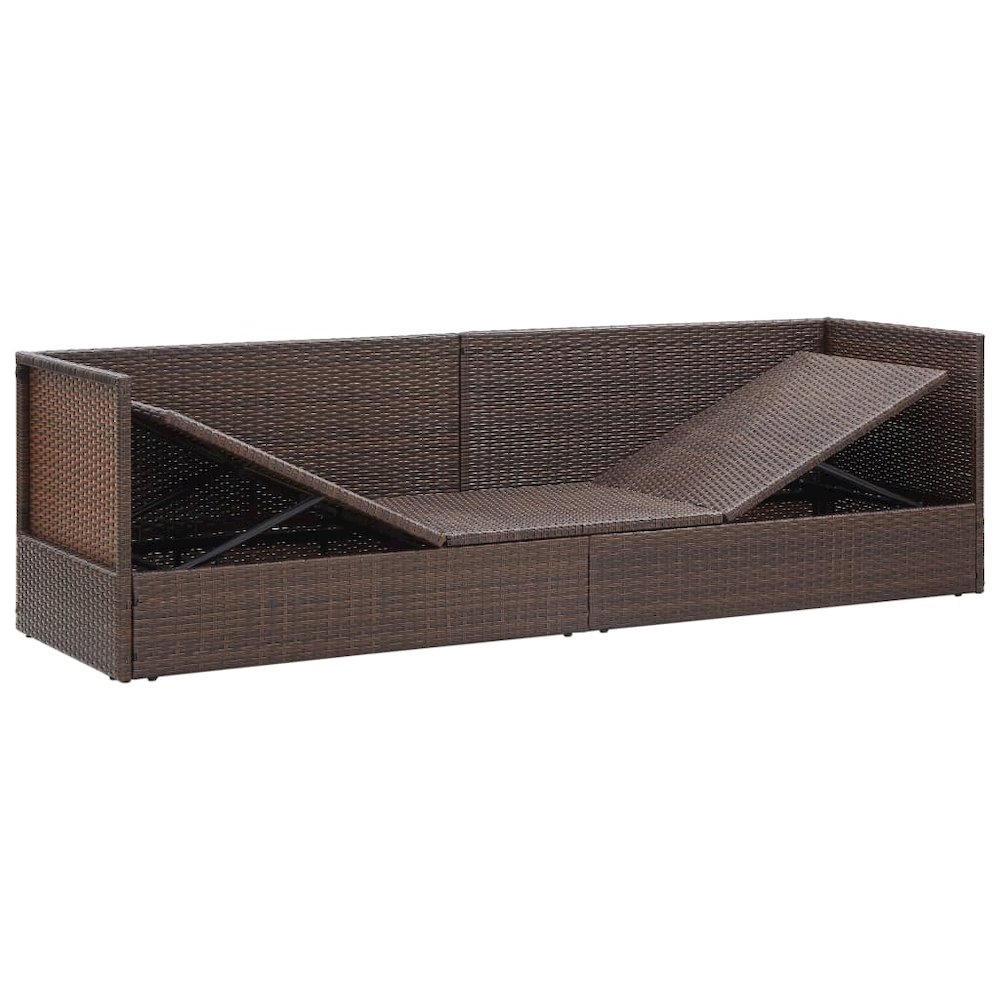 Garden Bed Brown PE rattan Foldable Cushioned Sun Lounger. Picture 9