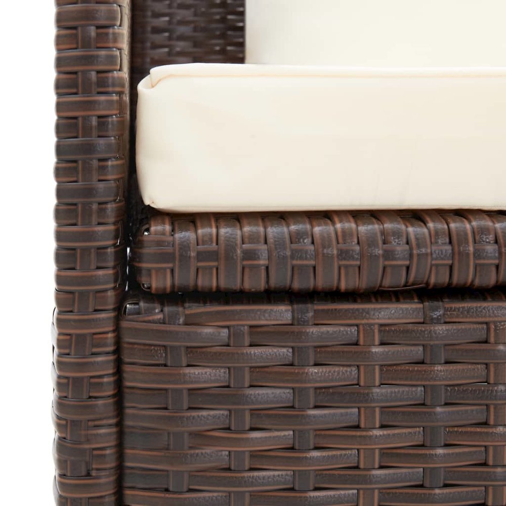 Garden Bed Brown PE rattan Foldable Cushioned Sun Lounger. Picture 10