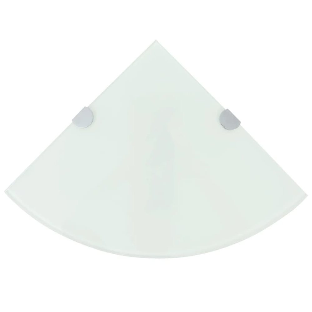 Corner Shelf Set of 2 White Tempered glass 9.8 x 9.8 in. Picture 1