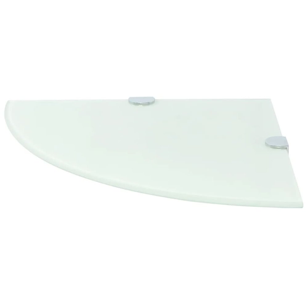 Corner Shelf Set of 2 White Tempered glass 9.8 x 9.8 in. Picture 3