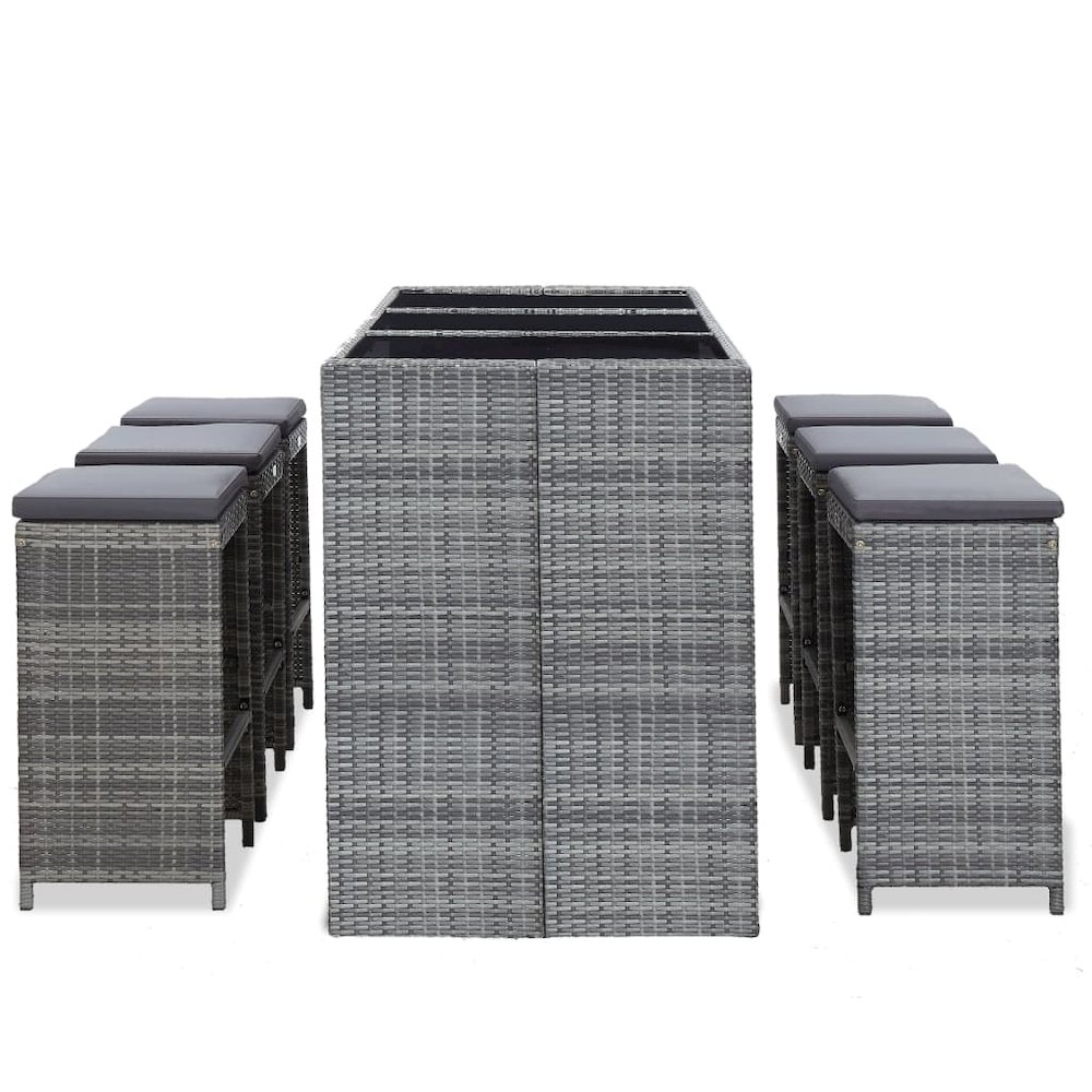 Garden Bar Set Grey PE rattan 7 Piece Set Removable Covers. Picture 3