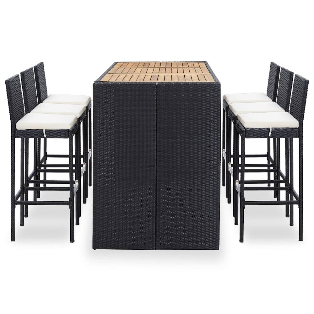 Garden Bar Set Black (Rattan), Cream (Cushions). Picture 2