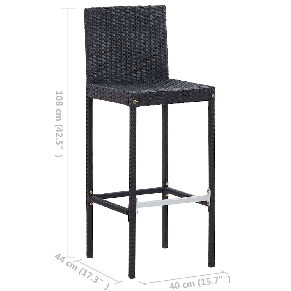 Garden Bar Set Black (Rattan), Cream (Cushions). Picture 12