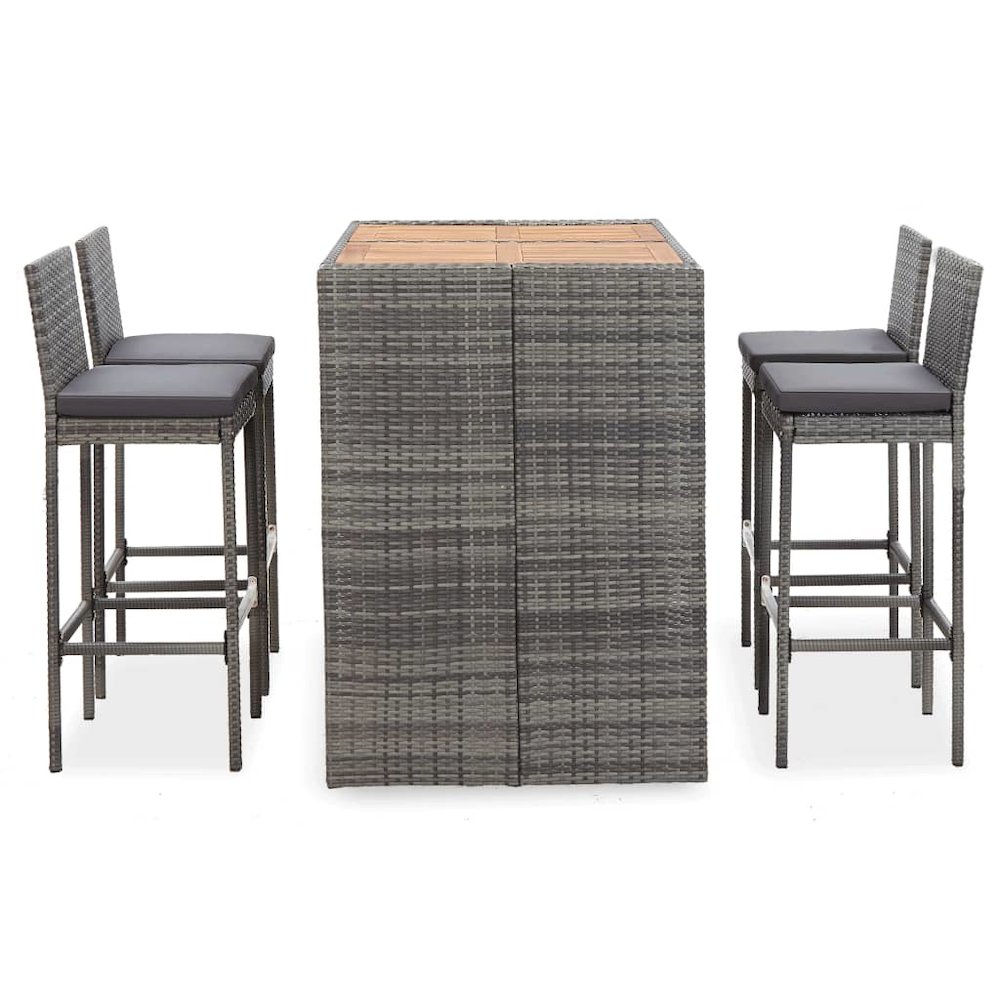 Bar Set Grey PE (polyethylene) rattan Compact Durable. Picture 2