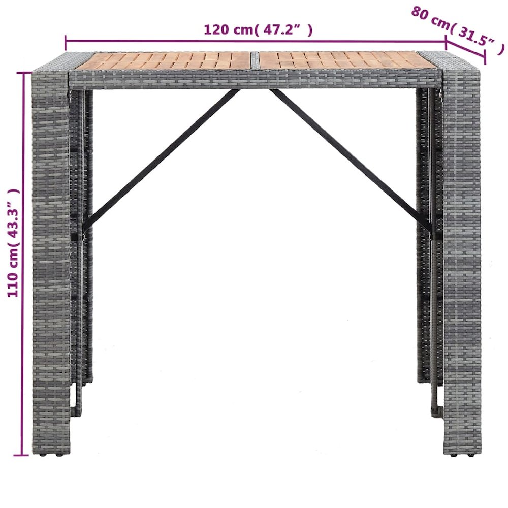Bar Set Grey PE (polyethylene) rattan Compact Durable. Picture 12