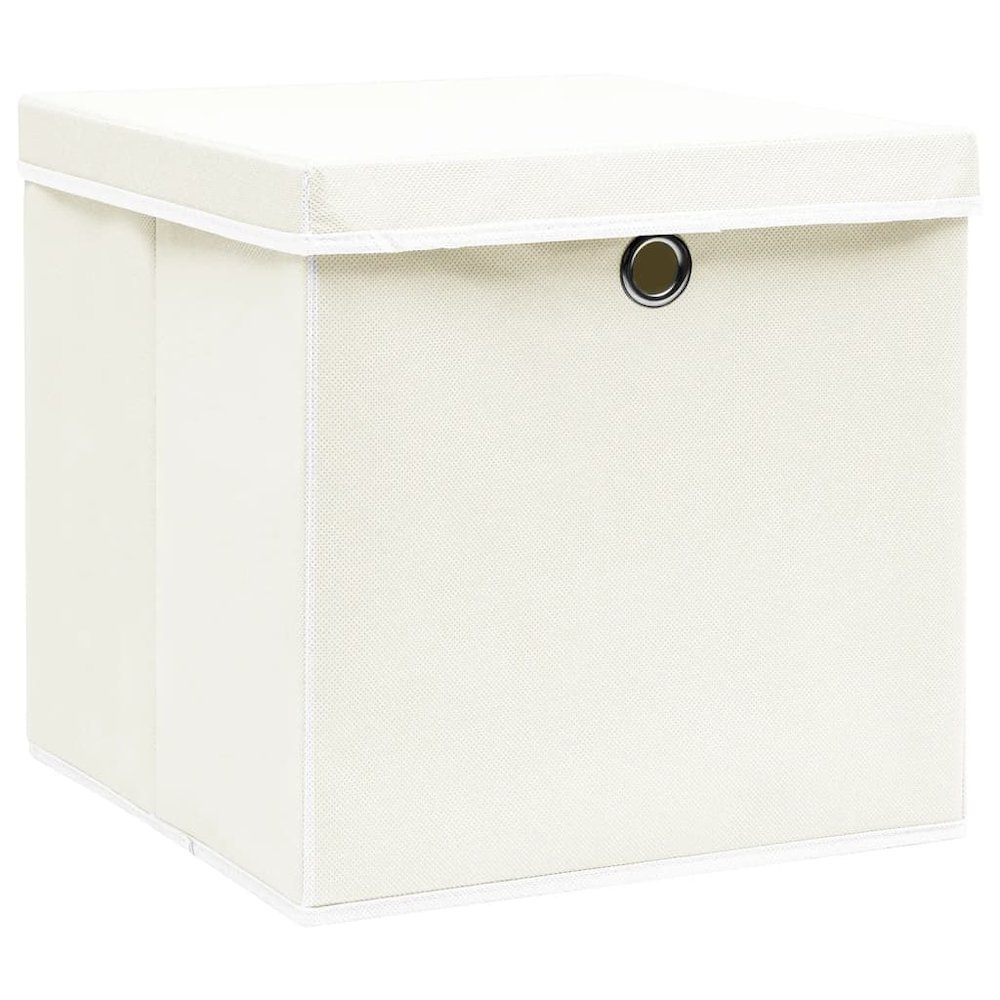 Storage Box Set of 4 White Non-woven fabric (100% polyester). Picture 2