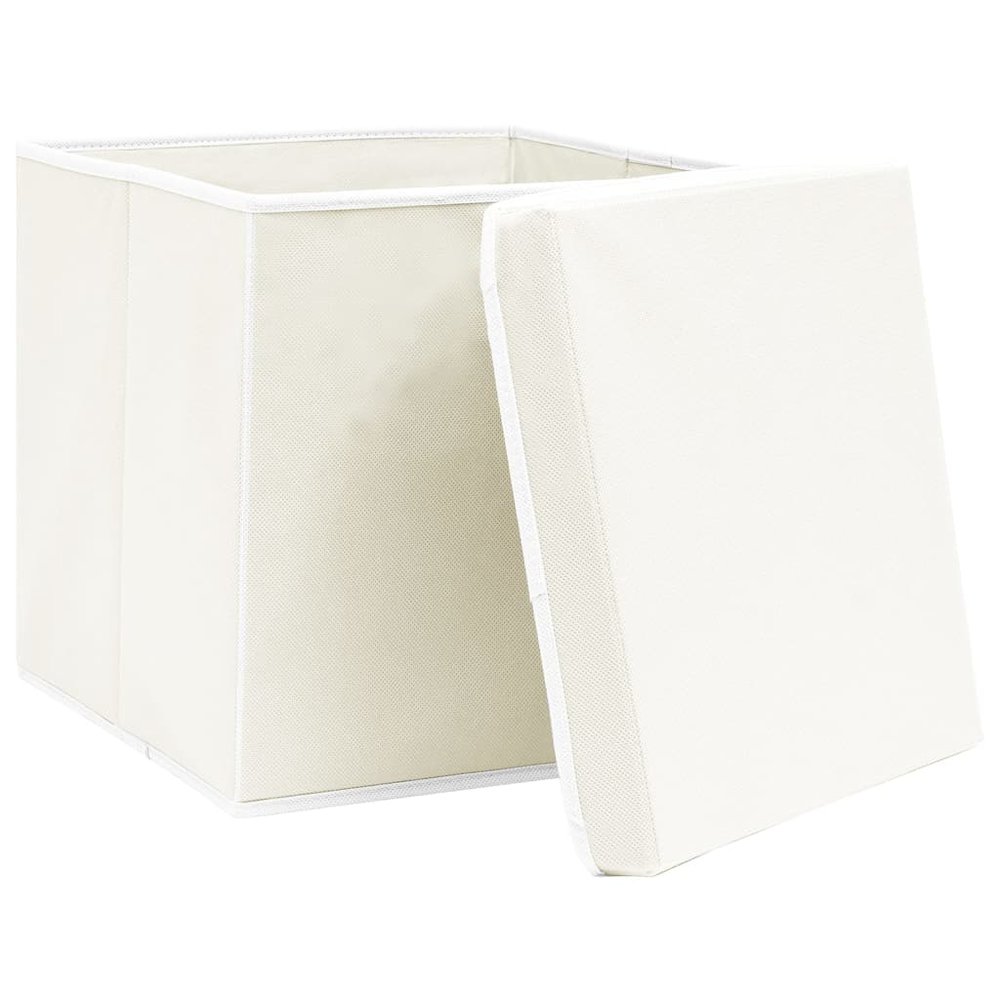 Storage Box Set of 4 White Non-woven fabric (100% polyester). Picture 3