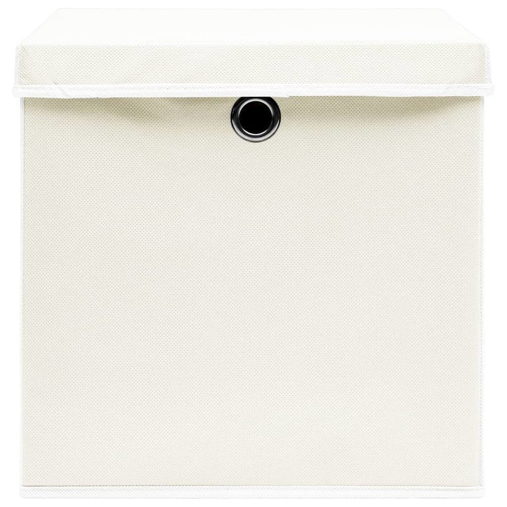 Storage Box Set of 4 White Non-woven fabric (100% polyester). Picture 4