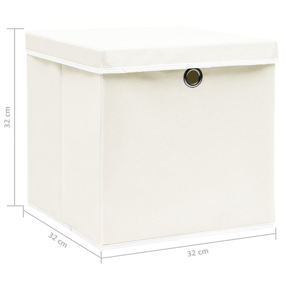 Storage Box Set of 4 White Non-woven fabric (100% polyester). Picture 6