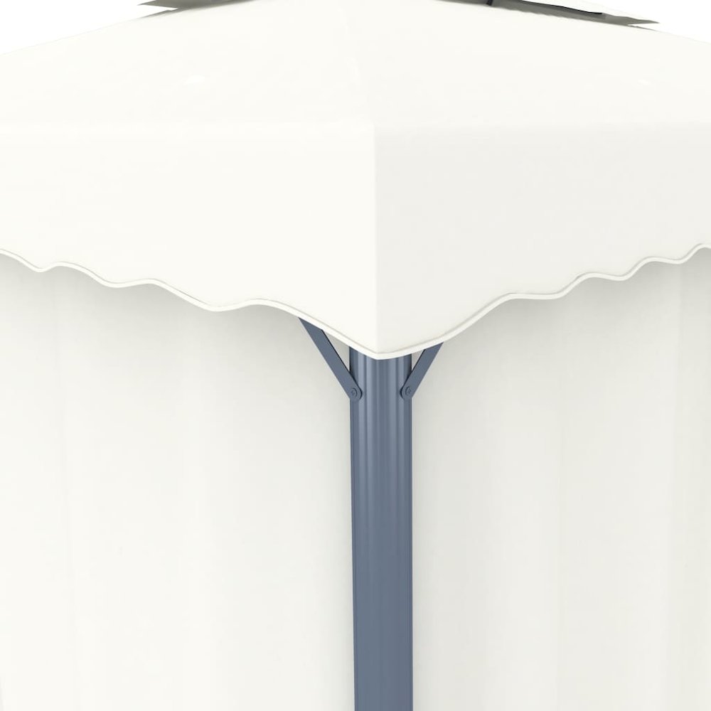 Gazebo with Curtain 13.1'x9.8' Cream White Aluminum. Picture 6