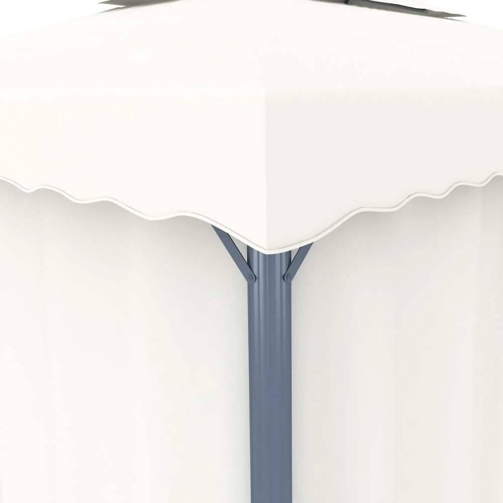 Gazebo with Curtain 9.8'x9.8' Cream White Aluminum. Picture 5