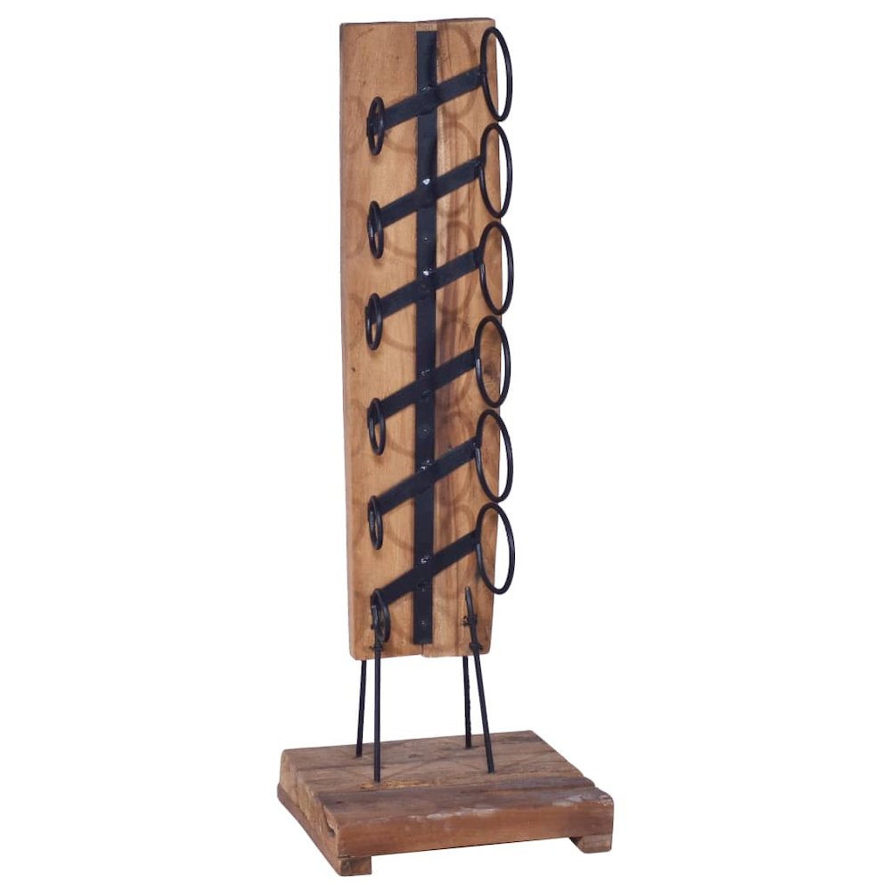 vidaXL Wine Rack for 6 Bottles 13.8"x13.8"x39.4" Solid Teak Wood, 288809. Picture 1