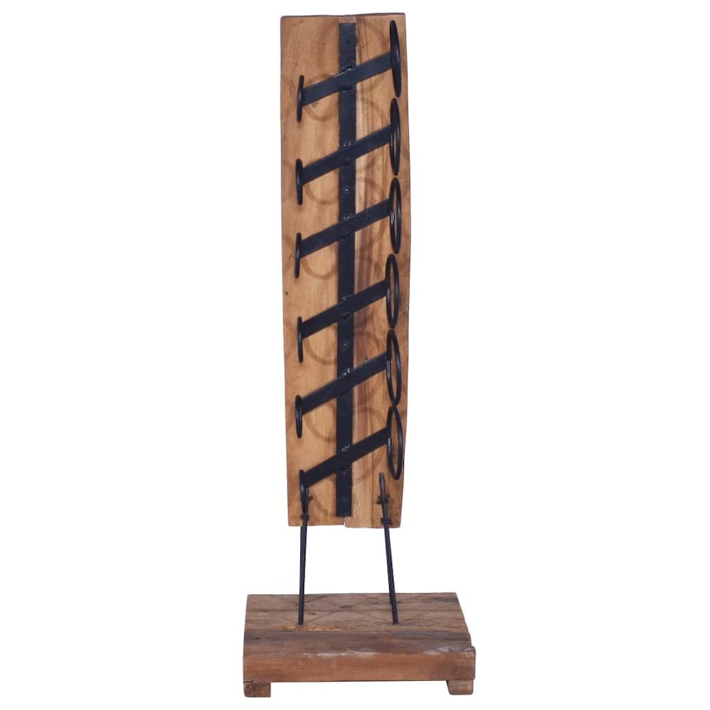 vidaXL Wine Rack for 6 Bottles 13.8"x13.8"x39.4" Solid Teak Wood, 288809. Picture 2