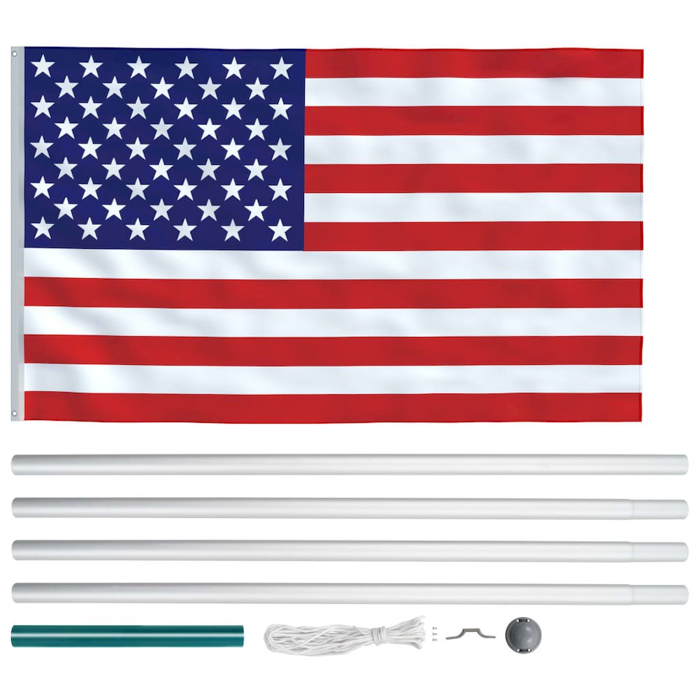 US Flag Red, White, Blue 68D Fabric (100% polyester), aluminum. Picture 6