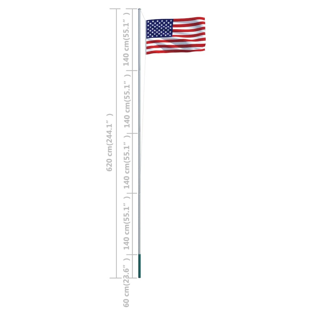 US Flag Red, White, Blue 68D Fabric (100% polyester), aluminum. Picture 8