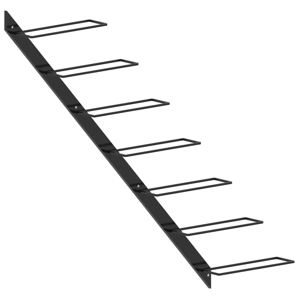 Wall-mounted Wine Rack for 7 Bottles Black Metal. Picture 2