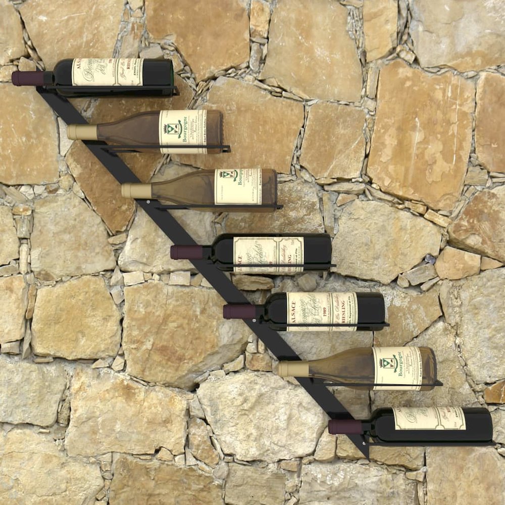 Wall-mounted Wine Rack for 7 Bottles Black Metal. Picture 5