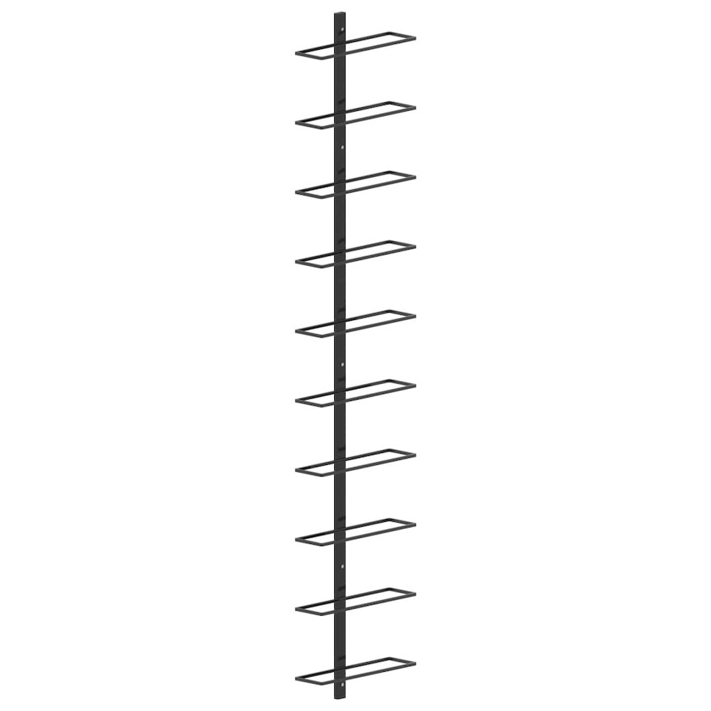 Wall-mounted Wine Rack for 10 Bottles Black Metal. Picture 1