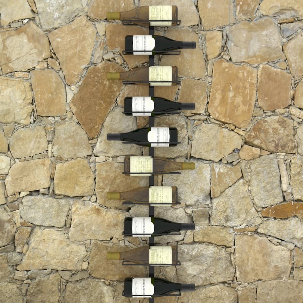 Wall-mounted Wine Rack for 10 Bottles Black Metal. Picture 5