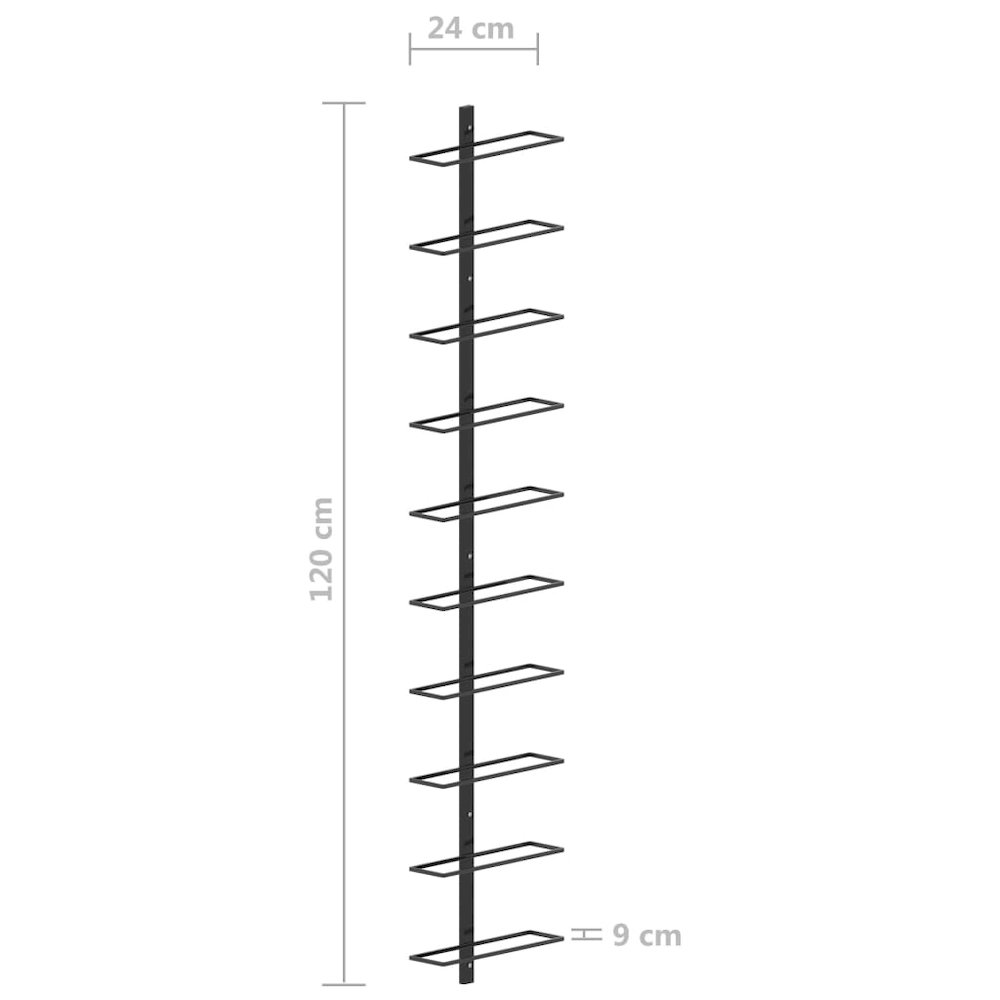 Wall-mounted Wine Rack for 10 Bottles Black Metal. Picture 6