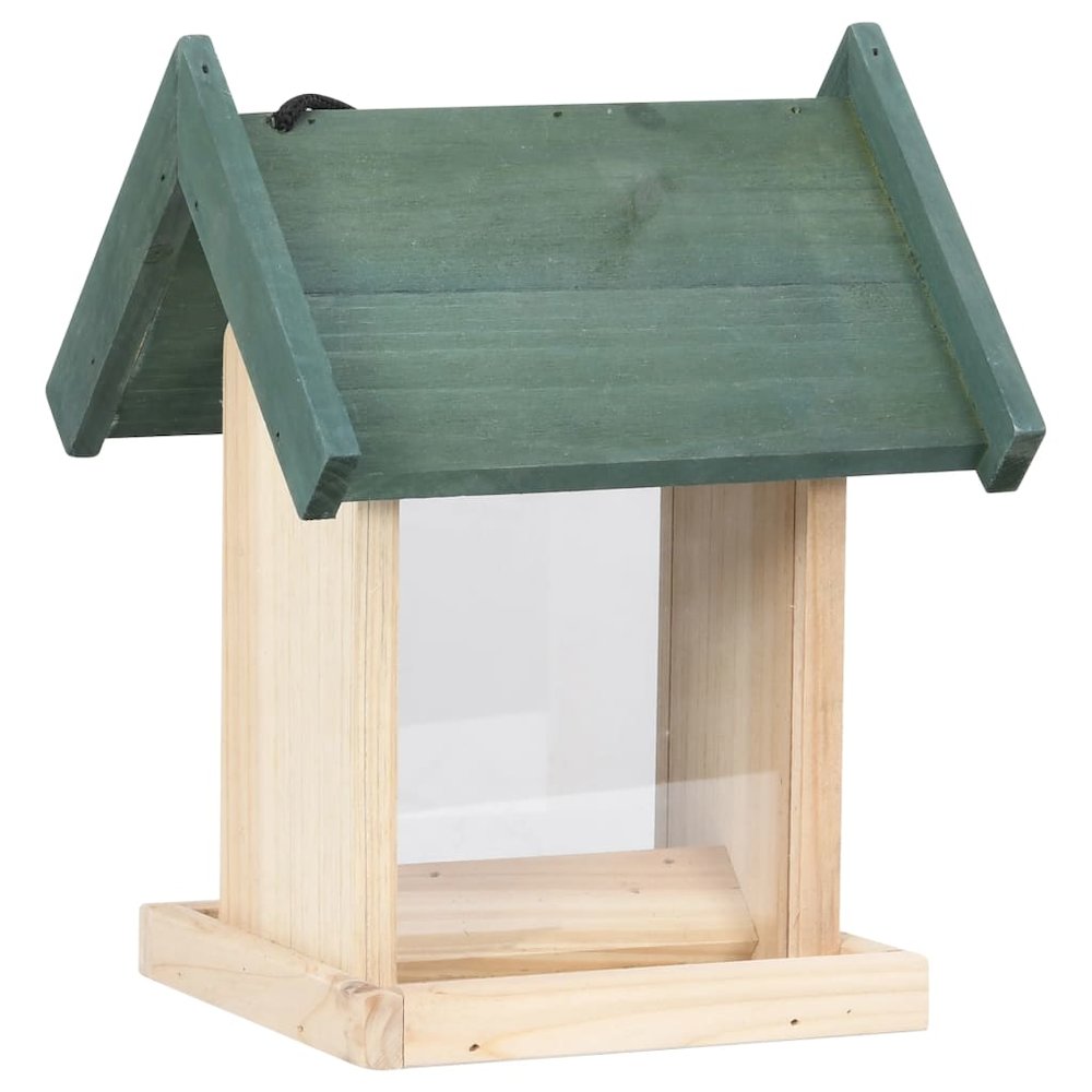 Bird Feeder Green, Natural Wood Firwood, PVC Medium Portable. Picture 2