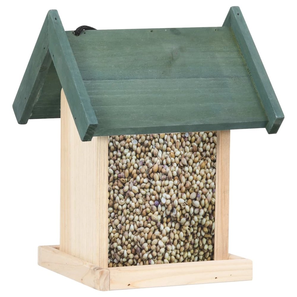Bird Feeder Green, Natural Wood Firwood, PVC Medium Portable. Picture 3