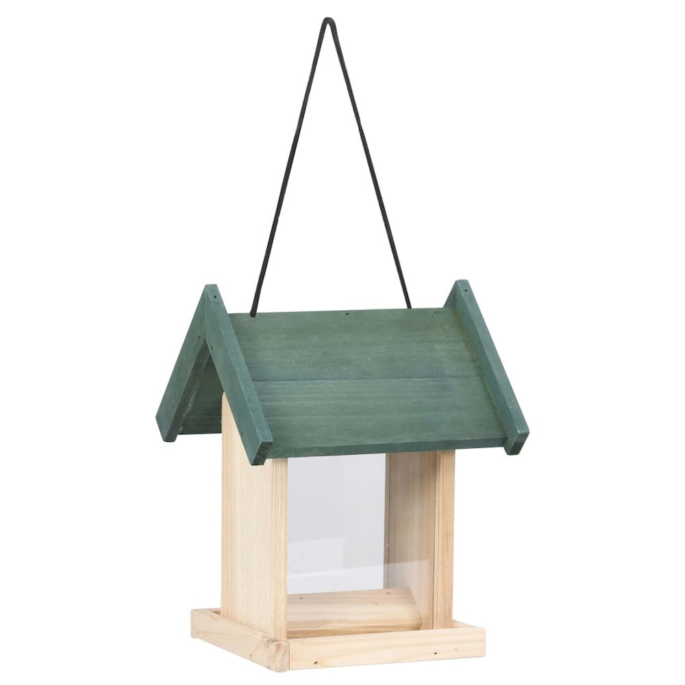 Bird Feeder Green, Natural Wood Firwood, PVC Medium Portable. Picture 4