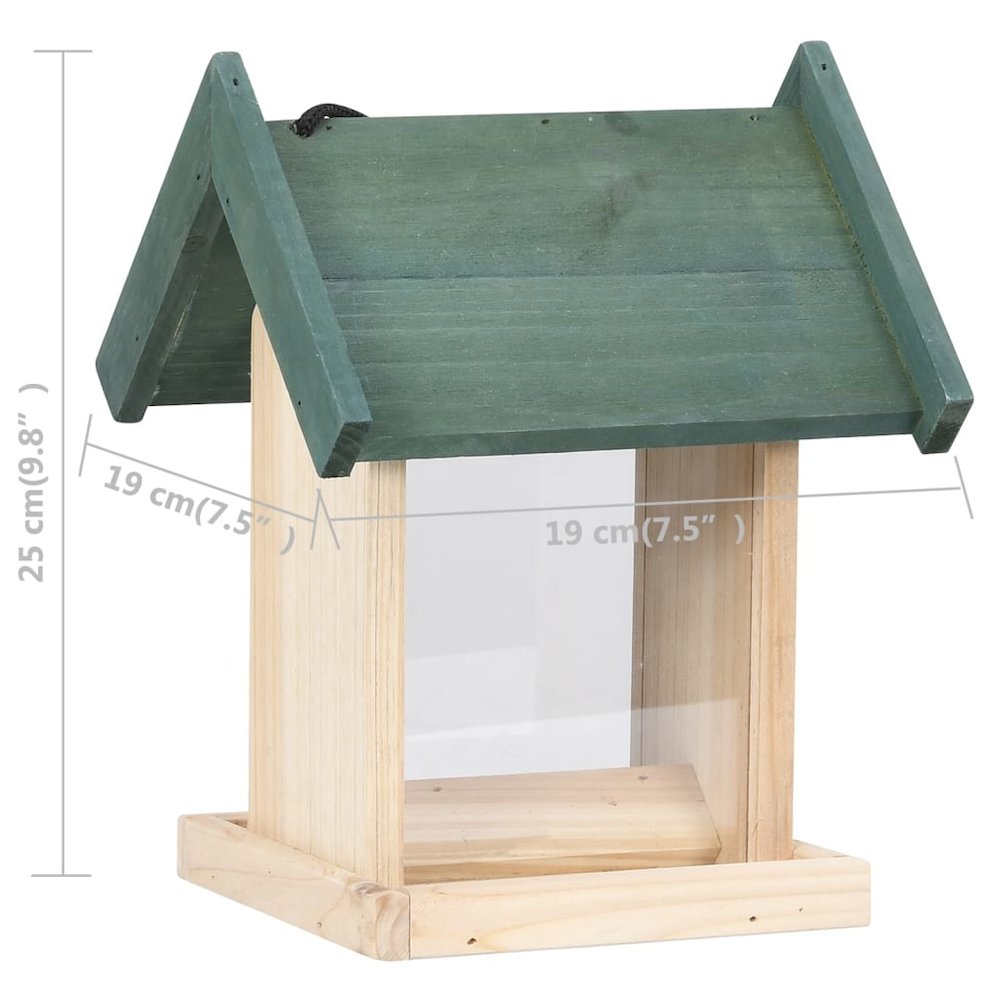 Bird Feeder Green, Natural Wood Firwood, PVC Medium Portable. Picture 10