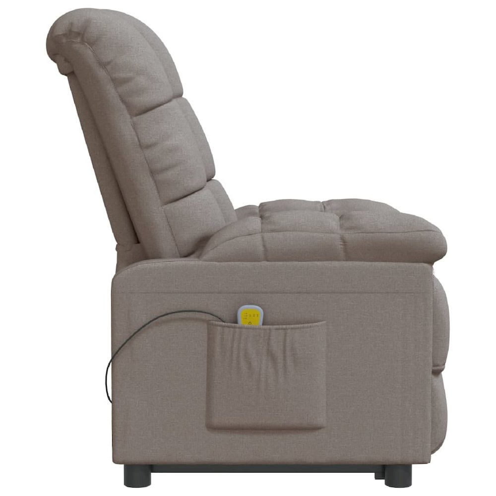 Massage Recliner Taupe Polyester Medium Adjustable Headrests. Picture 4