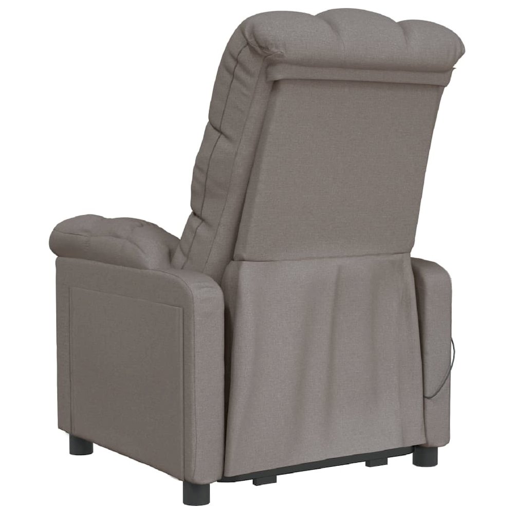 Massage Recliner Taupe Polyester Medium Adjustable Headrests. Picture 5
