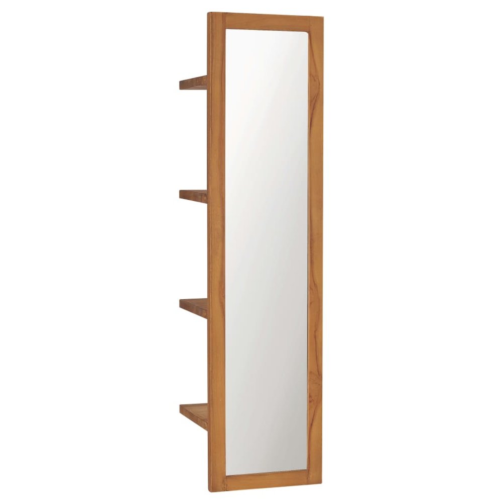Mirror Natural Teak Solid Teak Wood 11.8x11.8x47.2 in Wall Mirror. Picture 1