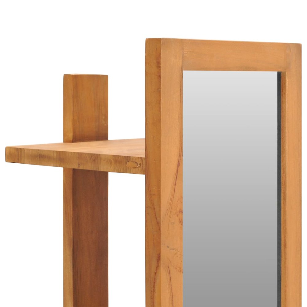 Mirror Natural Teak Solid Teak Wood 11.8x11.8x47.2 in Wall Mirror. Picture 4
