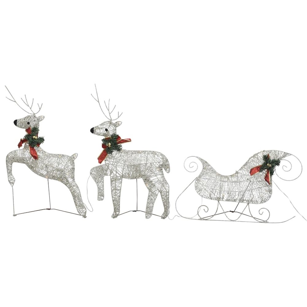 Reindeer And Sleigh Christmas Decoration Set of 2 Gold Mesh, Metal. Picture 2