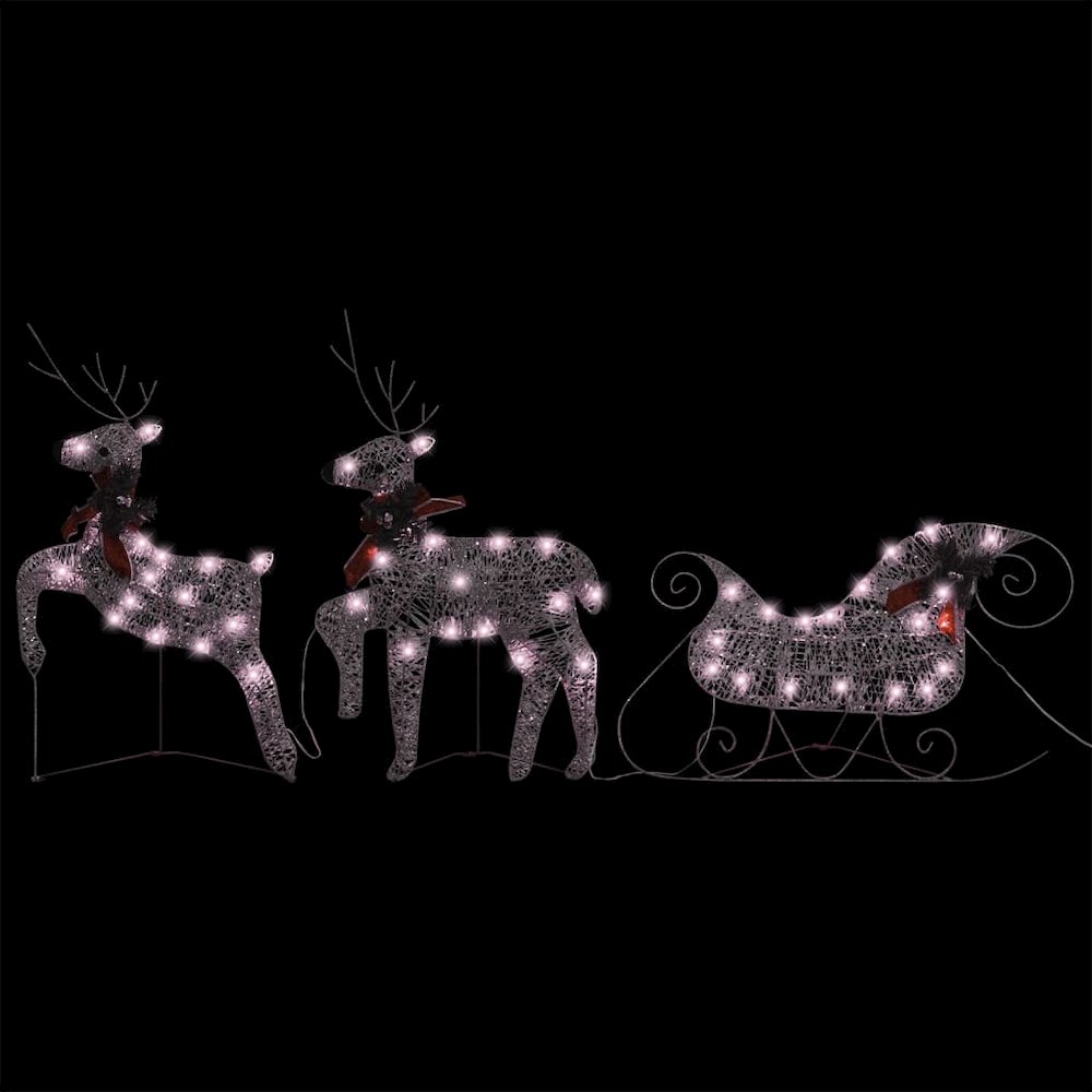 Reindeer And Sleigh Christmas Decoration Set of 2 Gold Mesh, Metal. Picture 3