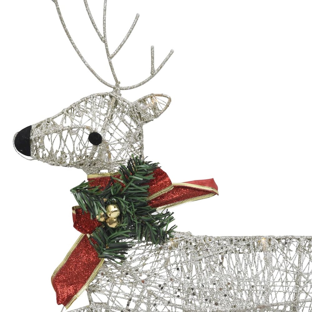 Reindeer And Sleigh Christmas Decoration Set of 2 Gold Mesh, Metal. Picture 4