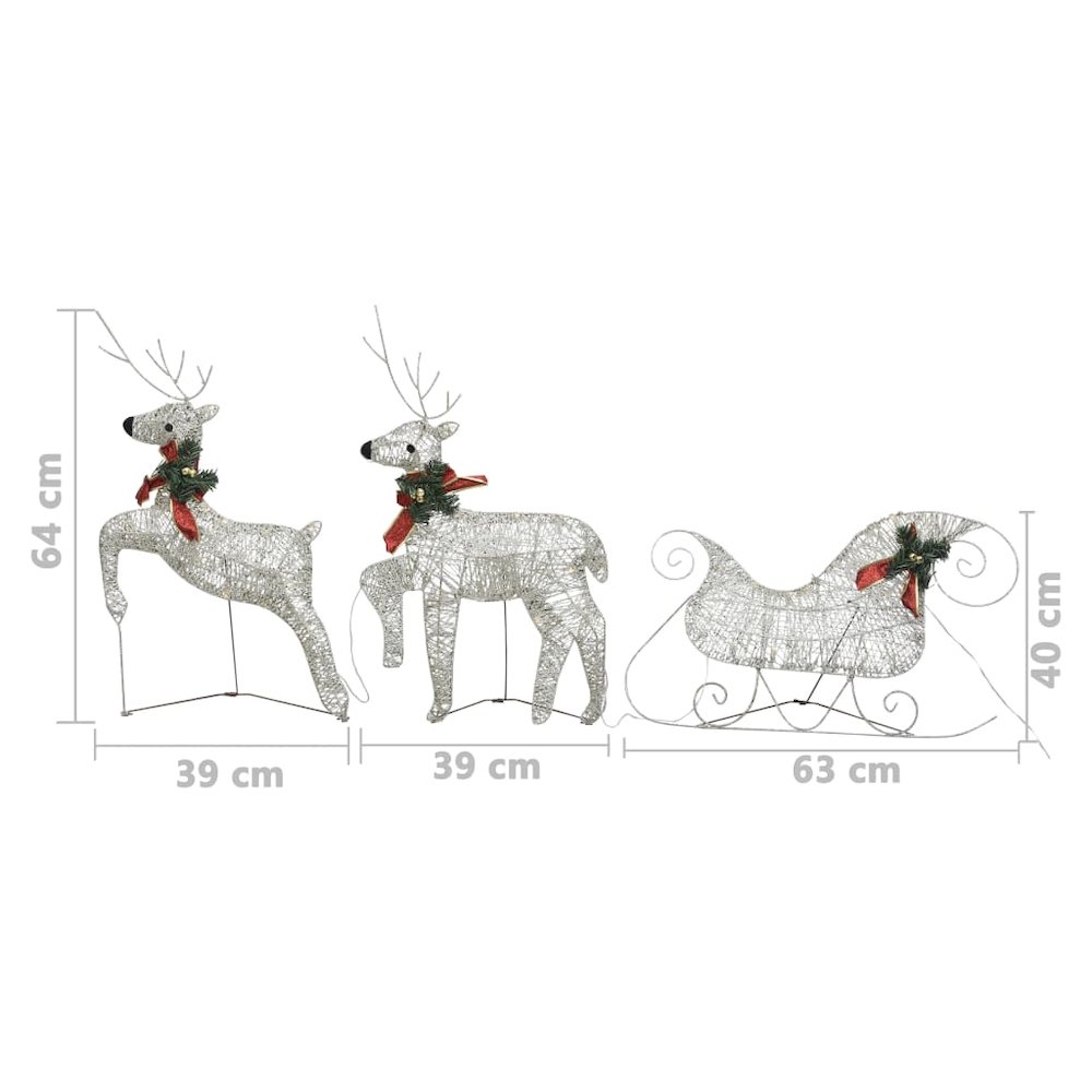 Reindeer And Sleigh Christmas Decoration Set of 2 Gold Mesh, Metal. Picture 7